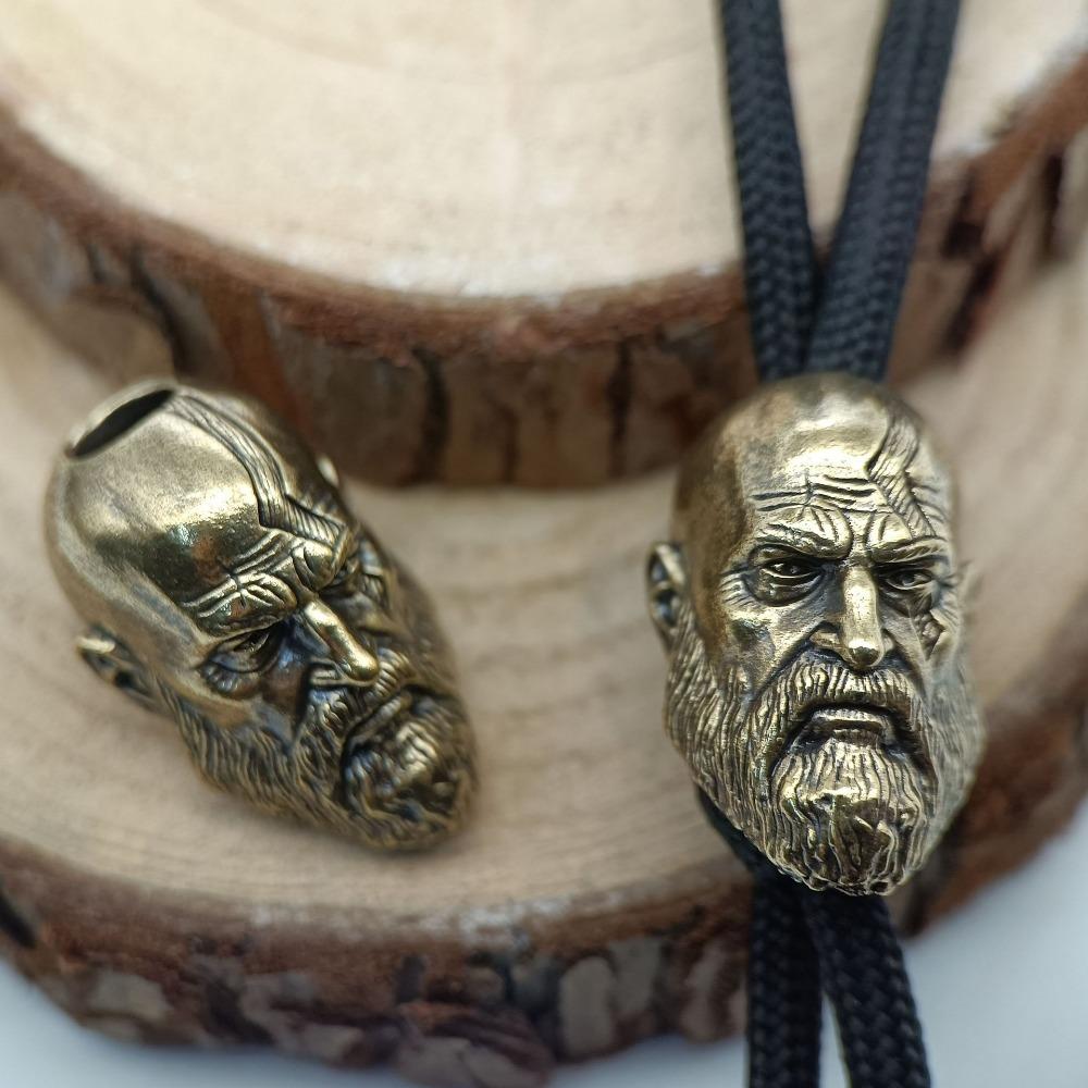 Длиннобородый спартанский воин латунный нож бусины EDC на открытом воздухе DIY паракорд плетеный шнур брелок подвески браслет амулеты ювелирные изделия аксессуар
