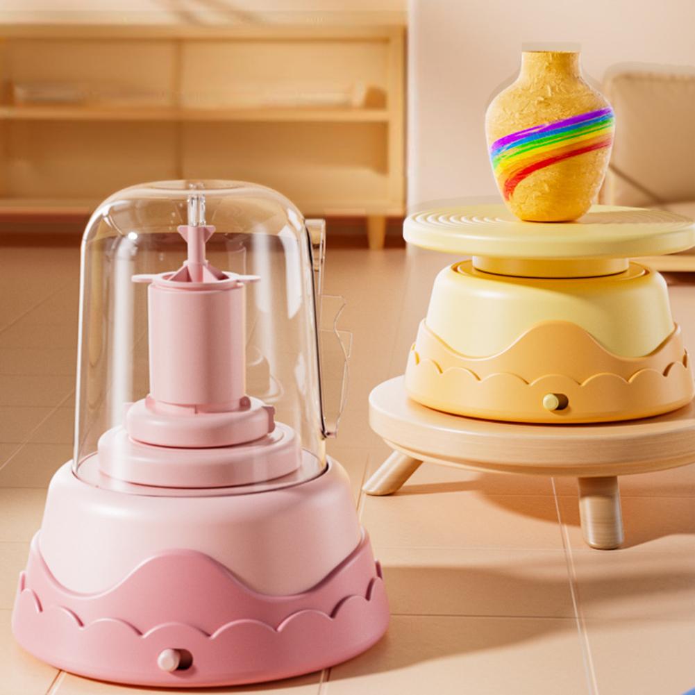 Мини-набор для гончарного дела для детей, набор инструментов для лепки из глины своими руками, электрическая поворотная гончарная машина, подарки на день рождения для девочек и мальчиков