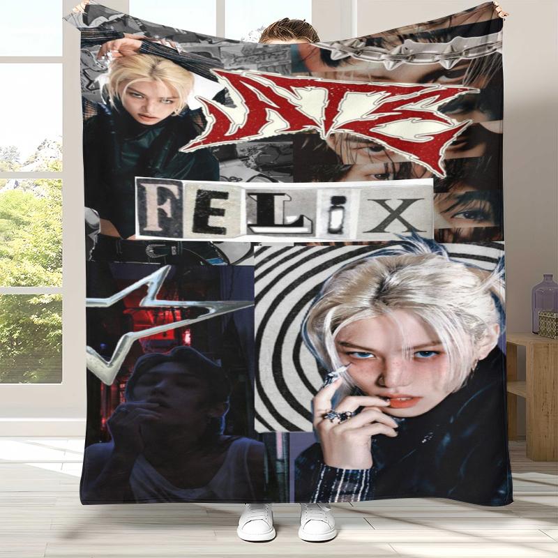 Фланелевое одеяло Felix Kpop Stray Kids, Ультрамягкий теплый плюшевый плед для дома, спальни, кровати, дивана, Покрытие для кемпинга, пикника, подарок