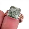 Natural Seraphinite Gemstone Two Tone 925 Sterling Silver Jewelry Ring S.8 N1W14