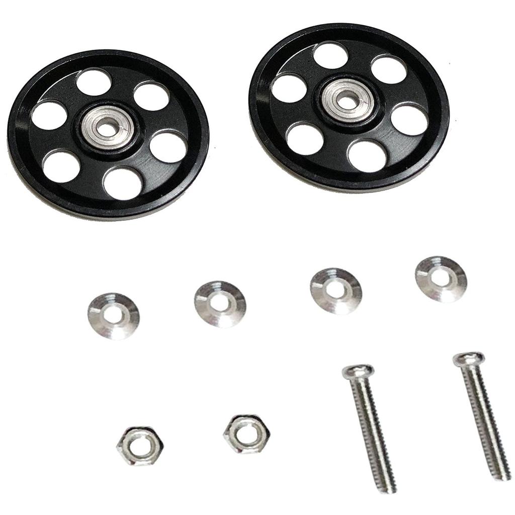 OVERisus Mini 4WD Parts Dress Up Ring Aluminum Alloy Motor Course 19mm Bearing Roller Set of 2 (O Black)