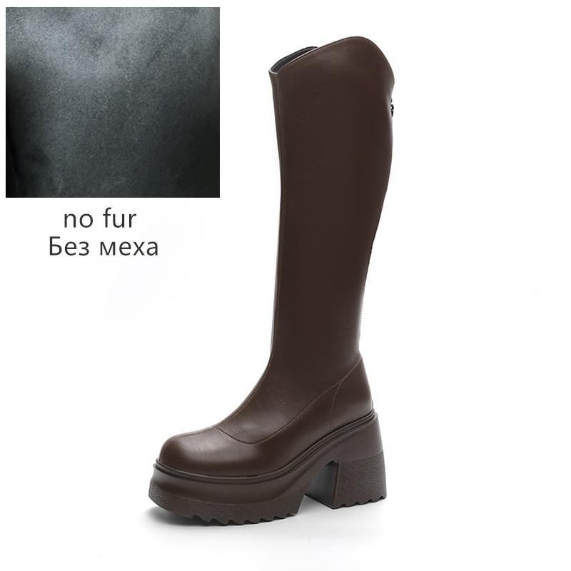 Модная обувь AIYUQI Ботильоны на высоком каблуке Женские Осень 2025 Новые Натуральная кожа Платформа Ботильоны Женские Обтягивающие ногу Каблук 10 см Высокие Женские Ботинки для верховой езды