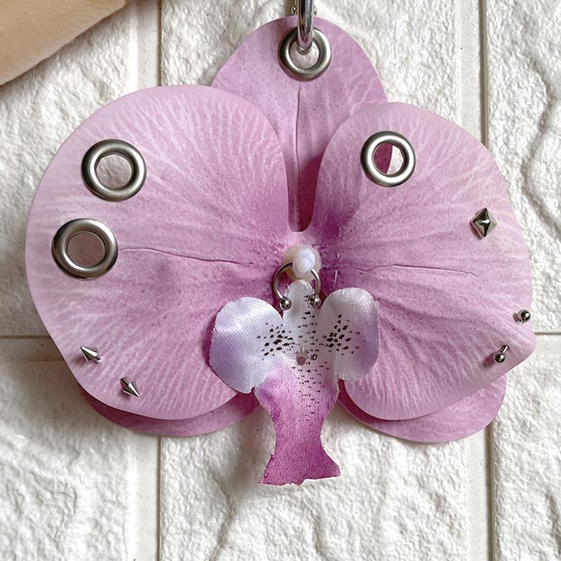 Exquisite Phalaenopsis Orchid Keychain Fashion Simulation Flower Bag Pendant Backpack Decoration Ornaments Accessories Gifts