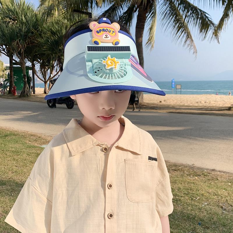 Children's Fan Hat Summer Travel New Style Lights Sun Protection Top Hat Men and Women Casual Cartoon Sun Hat Trend