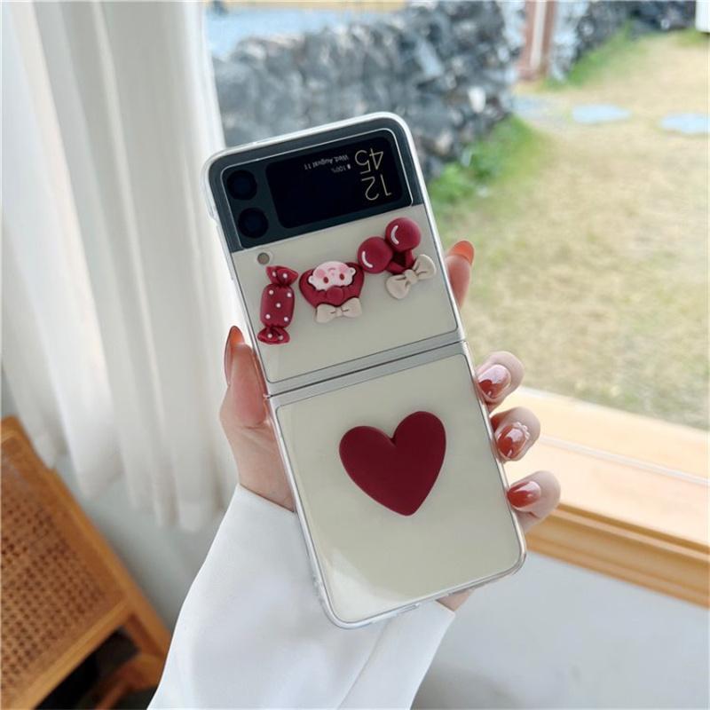 Diy Cute Candy Girl Case For Samsung Galaxy Zflip3 5g Korea Fashion Folding Protective Shell Transparent Cover Zflip Zflip 4