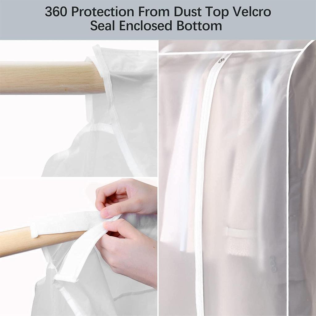 PEVA Double-Zipper Large Clothes Dust Cover Garment Suit Dress Coat Waterproof Dustproof Clothes Protector Hanging Organizer Wardrobe Storage Bag