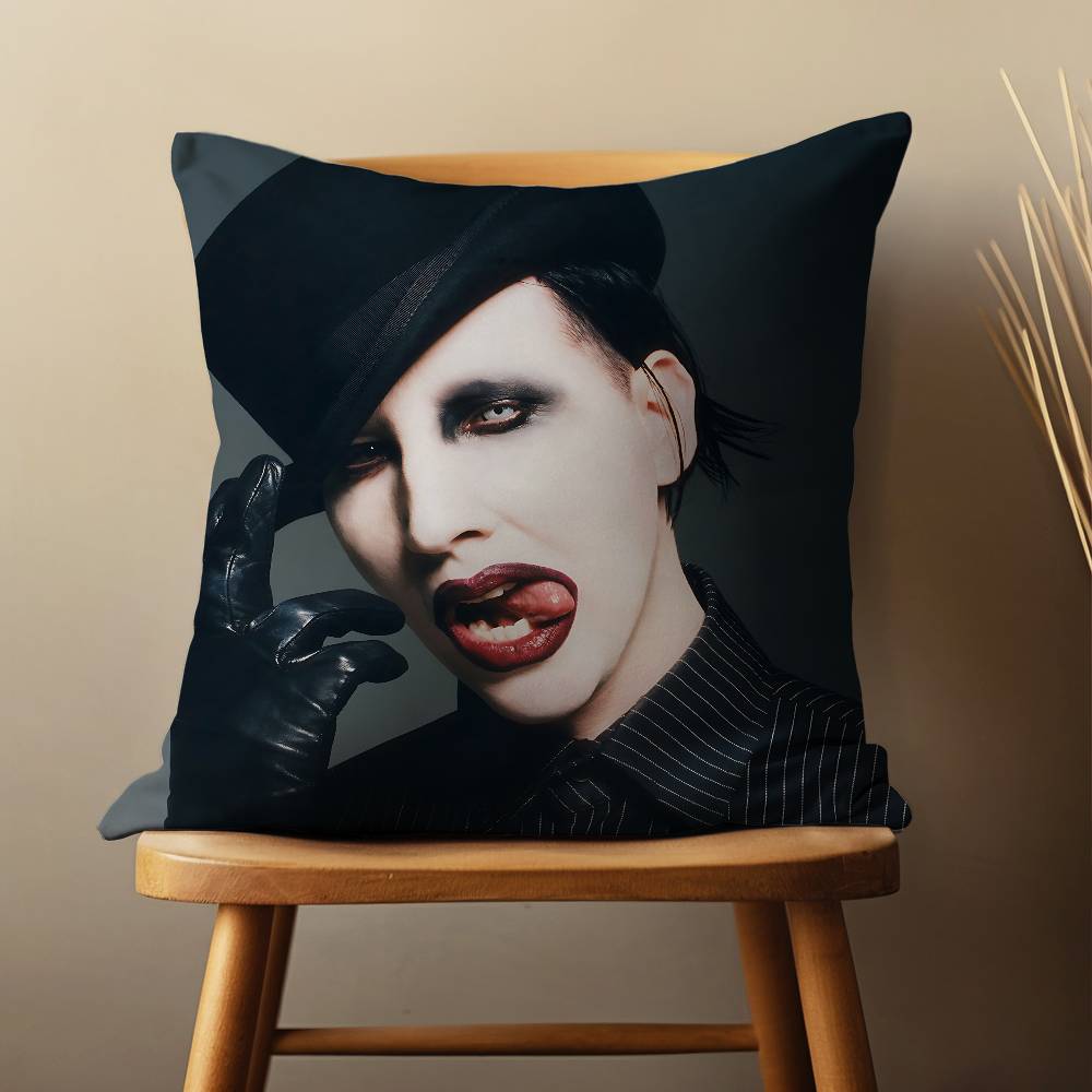 Наволочка для декоративной подушки с изображением певца M-Marilyn M-Manson Для 45*45см, 55*55см, 30*30см Для домашнего декора спальни И Защитник