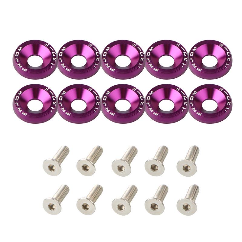 10Pcs Universal M6 JDM Car Modified Hex Fasteners Fender Washer Bumper Engine Concave Screws Fender Washer License Plate Bolts