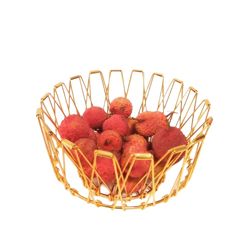 Nordic-style Hollow Structure Foldable Fruit Basket Scalable Modern Candy Dessert Rack Simple Storage Basket Kitchen Organizer
