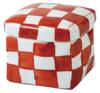 Nishikai Toki Hasami Ware Square Ceramic Box (Medium) with Red Checkered Pattern 63154