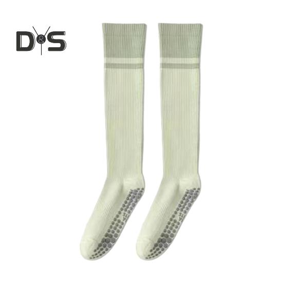 1 Pair Women Sport Stockings Elastic Cycling Knee Socks Anti-slip Arch Support Silicone Bottom Contrast Color Stockings for Yoga Pilates Dance