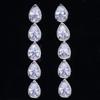 CMM Sparkling Water Drop Zirconia Long Dangle Earrings
