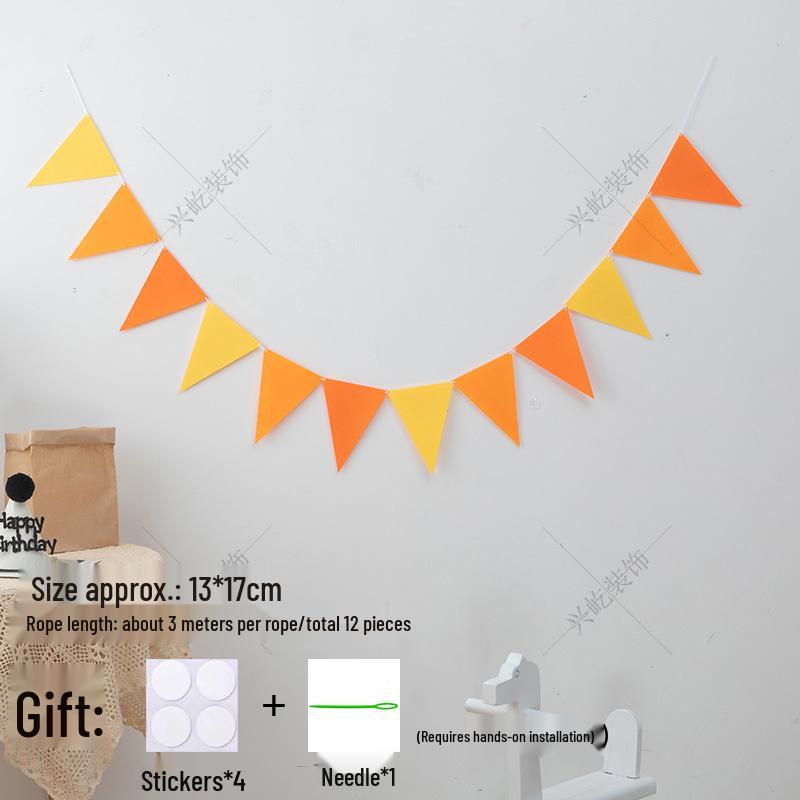 Yellow-Green Felt Pennant Bunting for Kids' Birthday or Kindergarten Decor