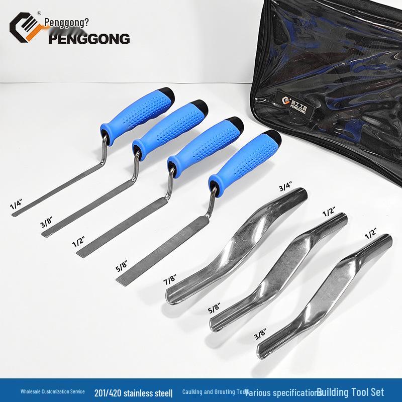 Конструктор из 7 деталей: Заполнение швов плитки и двухсторонние ножи для затирки кирпича для заделки швов.