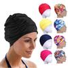Printed Sports Accessories Elastic Nylon Turban Long Hair Protect Pool Bathing Hats Swimming Cap