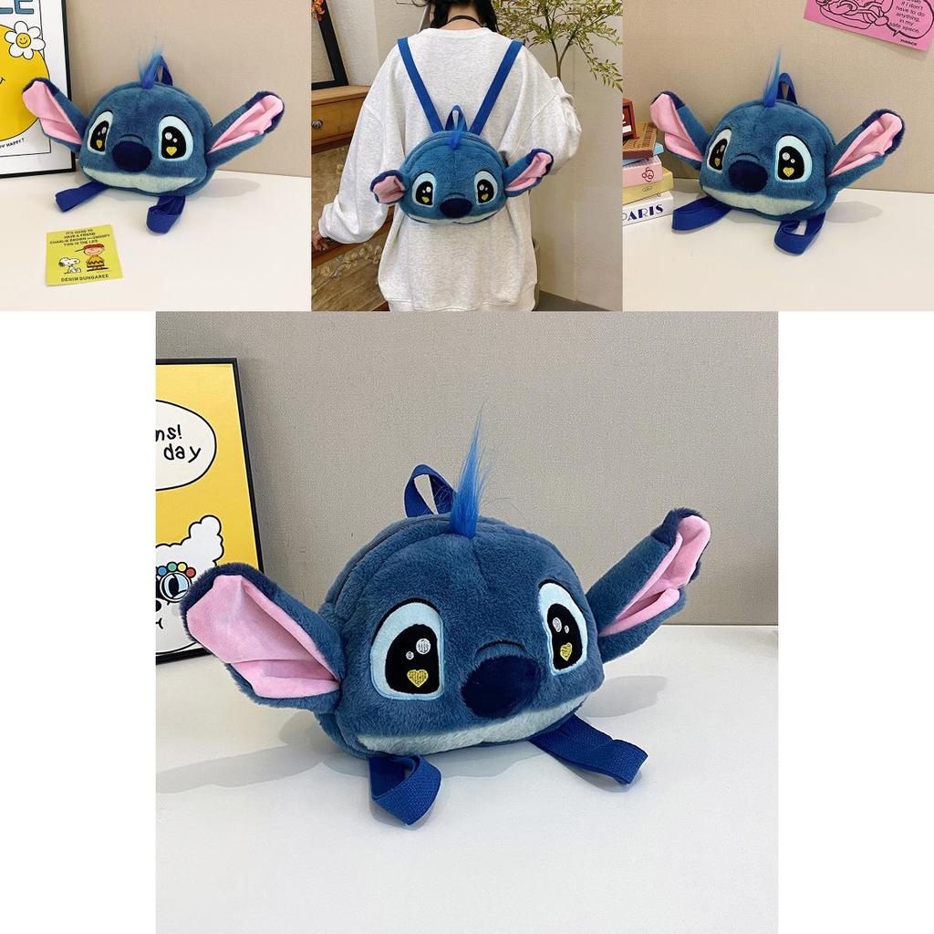 Disney Stitch Plush Cartoon Backpack For Daily Use And School Commuting
