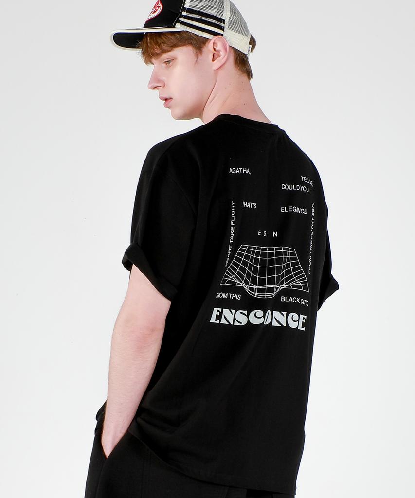 ESN Big Grid Artwork Oversized T-Shirt Black