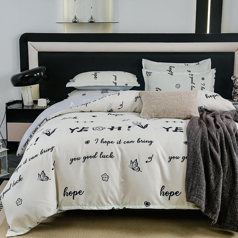 Комплект из четырех предметов из плотного хлопка с потертостями, комплект из 4 простыней и одеял, комплект из трех предметов для общежития