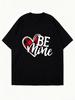 Черная футболка оверсайз Be Mine с принтом сердечек и клеткой на День святого Валентина, повседневная одежда для женщин