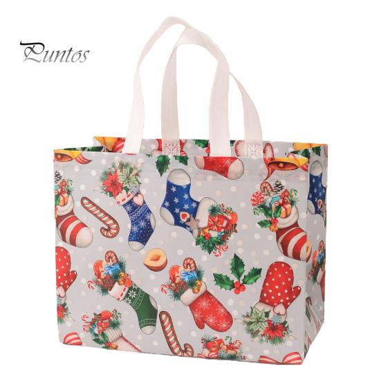 Рождественский подарочный пакет Санта-Клаус Снеговик Дизайн большой емкости с двойной ручкой из нетканого материала Подарочная упаковка для конфет