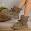 Large Thick Soled Cross Strap Snow Boots, Autumn and Winter New Thick Midsole Warm Women's Boots