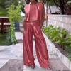 Женская мода, повседневный гладкий жилет, широкие брюки, два комплекта (2 куска)