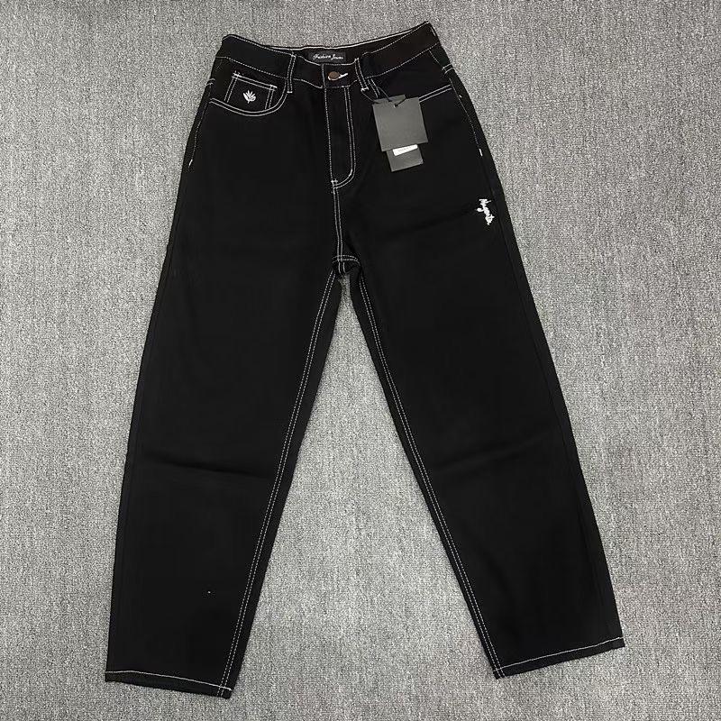 RogueWave Casual Jeans High-quality Streetwear Trendy Men Women Wide-leg Pants Denim Trousers