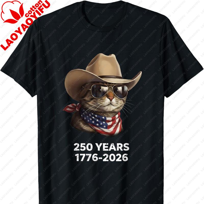 Cat Flag Independence Day 17762026 Birthday TShirt Y2k Top Aesthetic Clothes Graphic Tshirts Women Clothing Vintage Gothic Top