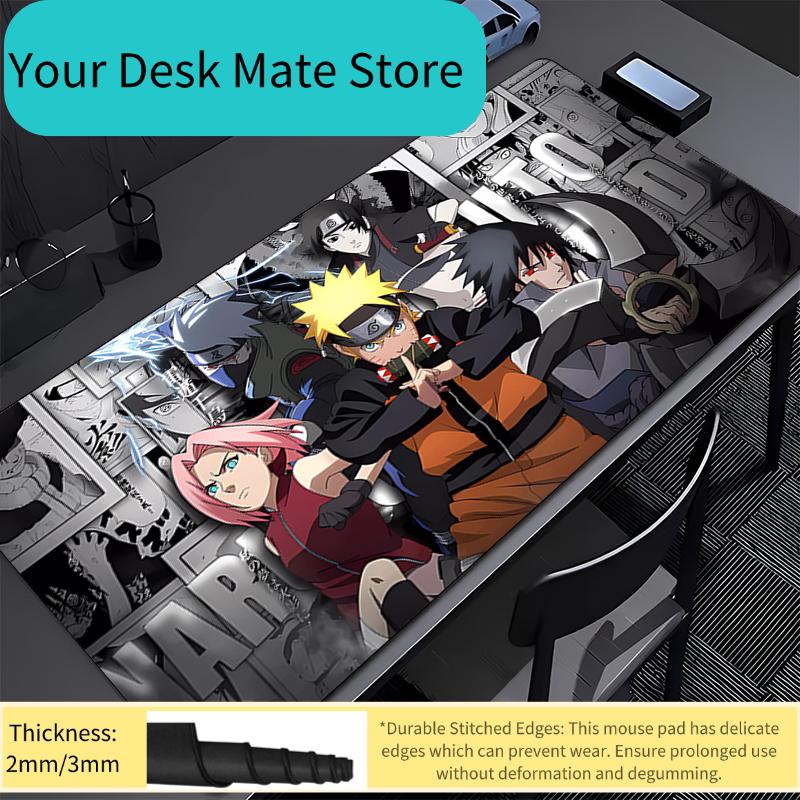 Mouse Pad Office Naruto Uzumaki Gamer PC Computer HD Print Desk mat Keyboard Anime Gaming Accessories Edge White Mousepad Carpet