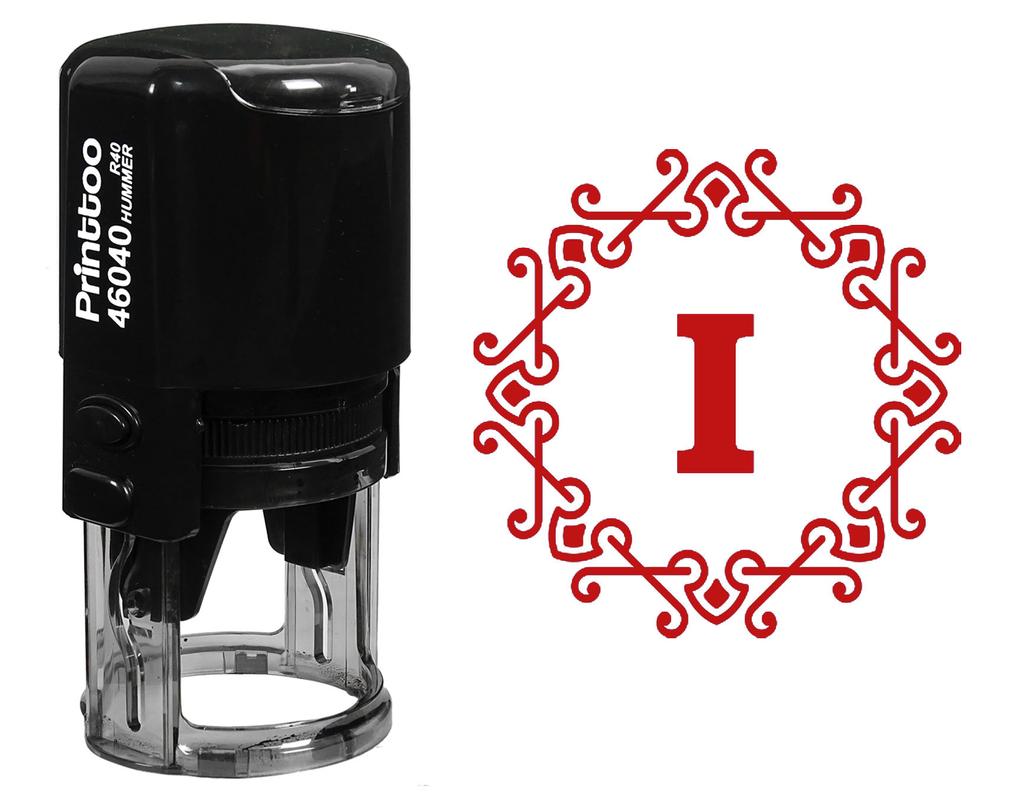 Printtoo Octagon Celtic Swirl Frame I Alphabet Monogram Initial Self Inking Rubber Stamp Office