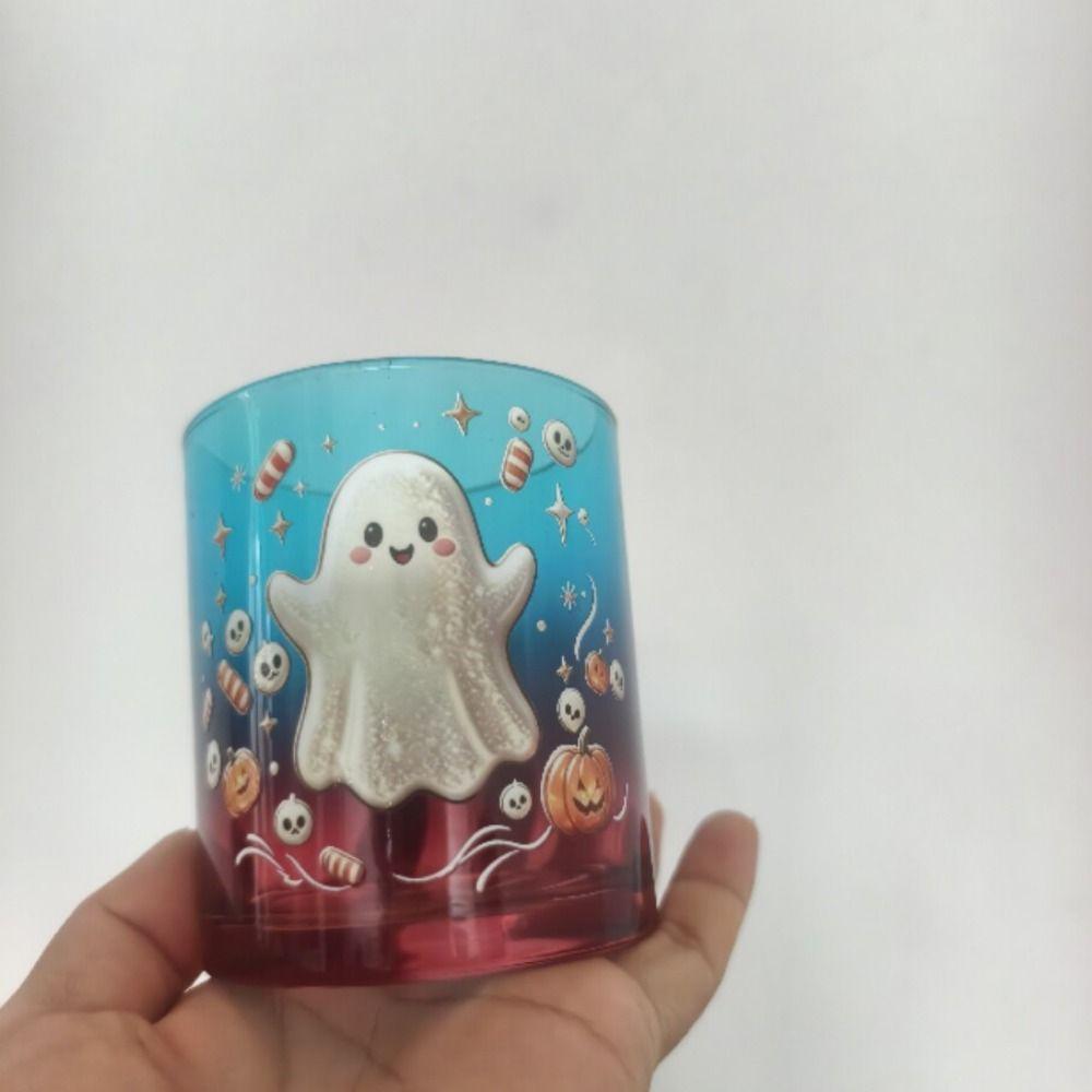 Clear Ghost Glass Cup Pumpkin Skull Print Drinkware Collectible Wine Glass Home Decor