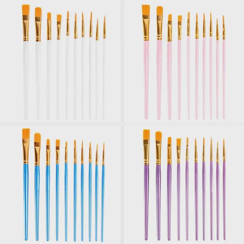 Набор из 10 синих кистей для ручной росписи маслом и акварелью