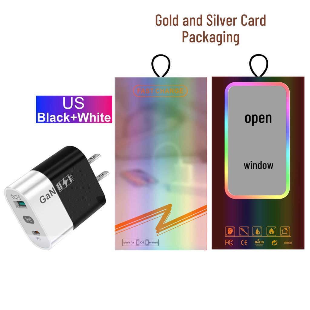 33-ваттное USB-зарядное устройство GaN: Быстрая зарядка QC 3.0 и PD, 9В/12В, стандарт США/ЕС