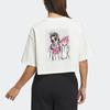 Adidas Футболка Originals Toc Graphic Tee с вышитым логотипом и принтом, ребристый круглый вырез, свободная футболка с коротким рукавом, женские топы Han-Jade-White IP1756