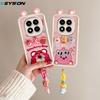 KEYSION Cute Ear 3D Cartoon Case for Redmi Note 14 Pro 5G 14 Pro+ with Bracelet Silicone Shockproof Phone Cover for Xiaomi POCO X7