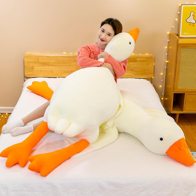 160CM Kids Cute Duck Big White Goose Plush Doll Toy Soft Cushion Baby Sleeping Pillow Stuffed Animal Doll Girl Christmas Toys
