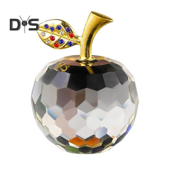 Стеклянные яблоки, фигурка, искусственный хрустальный фрукт, украшение, коллекционные полупрозрачные яблоки, украшение для домашнего офиса, приборной панели автомобиля