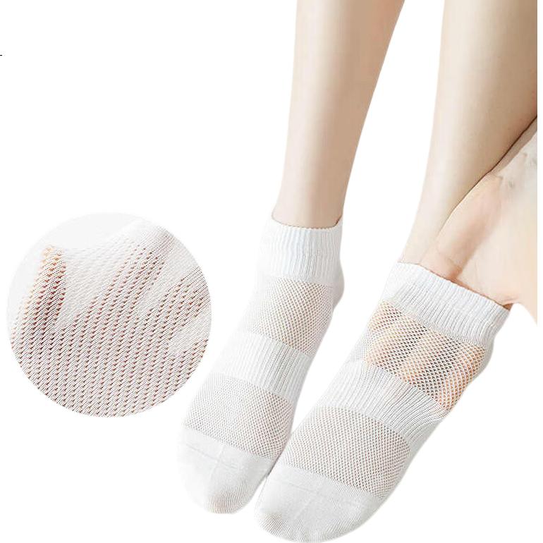 LangSha Women's Socks, Summer 100% Pure Cotton Antibacterial Breathable Mesh Socks, Basic Versatile Short Socks, Casual Socks