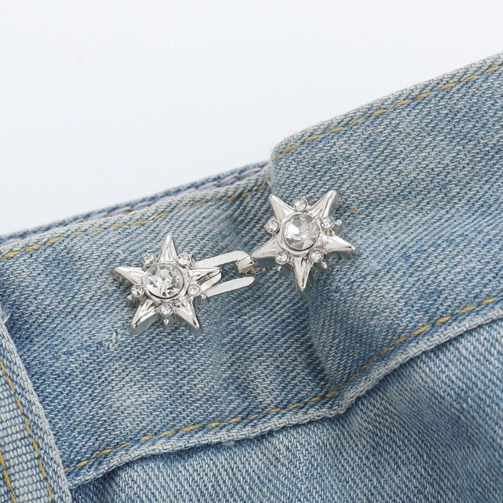 Waist Buckle Jean Fit Tighten Buckles Crystal Jean Buttons for Loose Jeans Skirts