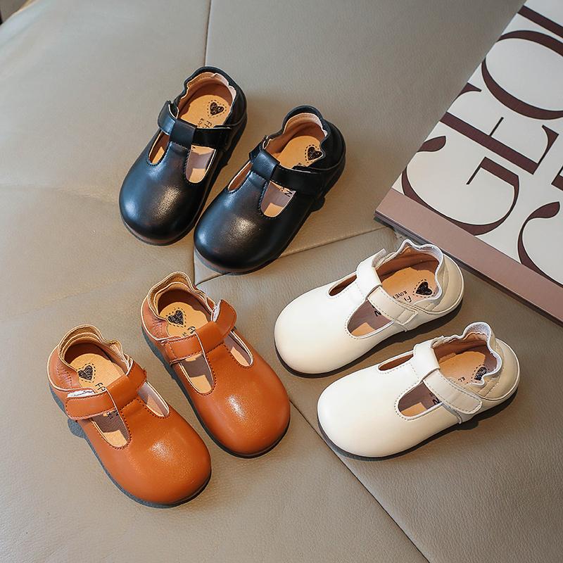 2024 Новые мягкие повседневные туфли с ремешком на липучке и липучке для девочек, прямые поставки, кожаные туфли для мальчиков, нескользящие мокасины для детей и девочек