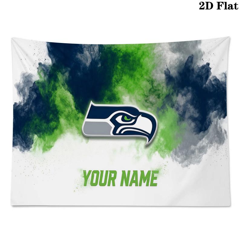 Custom Name Seattle Seahawks Printed Tapestry – Wall Hanging for Bedrooms, Dorms, and Home Decor