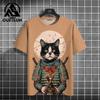 Men's Animal T-Shirt Japanese Samurai Cat Element Graphic 3D Print T-Shirt