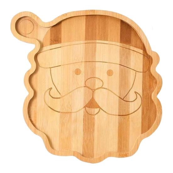 Christmas Snack Tray Santa Reindeer Bamboo Serving Platter for Candy Desserts Fruits Holiday Charcuterie Board Hostess Gifts