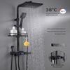 Household Bathroom Thermostatic Rain Shower Button Showerhead Set Black Digital Display Pressurized Shower Head