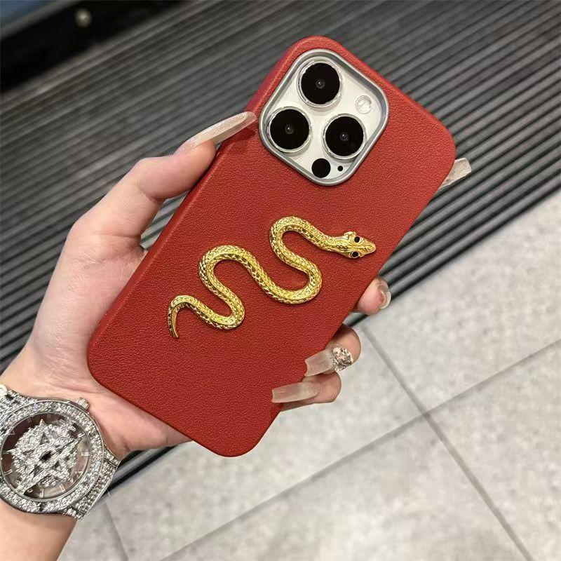 Snake-shaped Small Golden Apple 16 Pro Max/15 Pro Shockproof 12 Pro Trendy 13 Pro Phone Case 14 Pro New Model