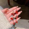 Chinese Red Festive Cherry Earrings with S925 Silver Needle - Unique Design for Women