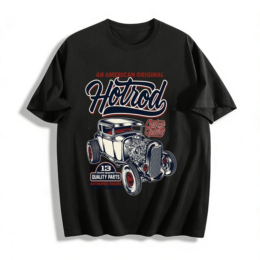 Vintage American Original Hotrod Graphic Casual T-Shirt Pure Cotton T-shirt