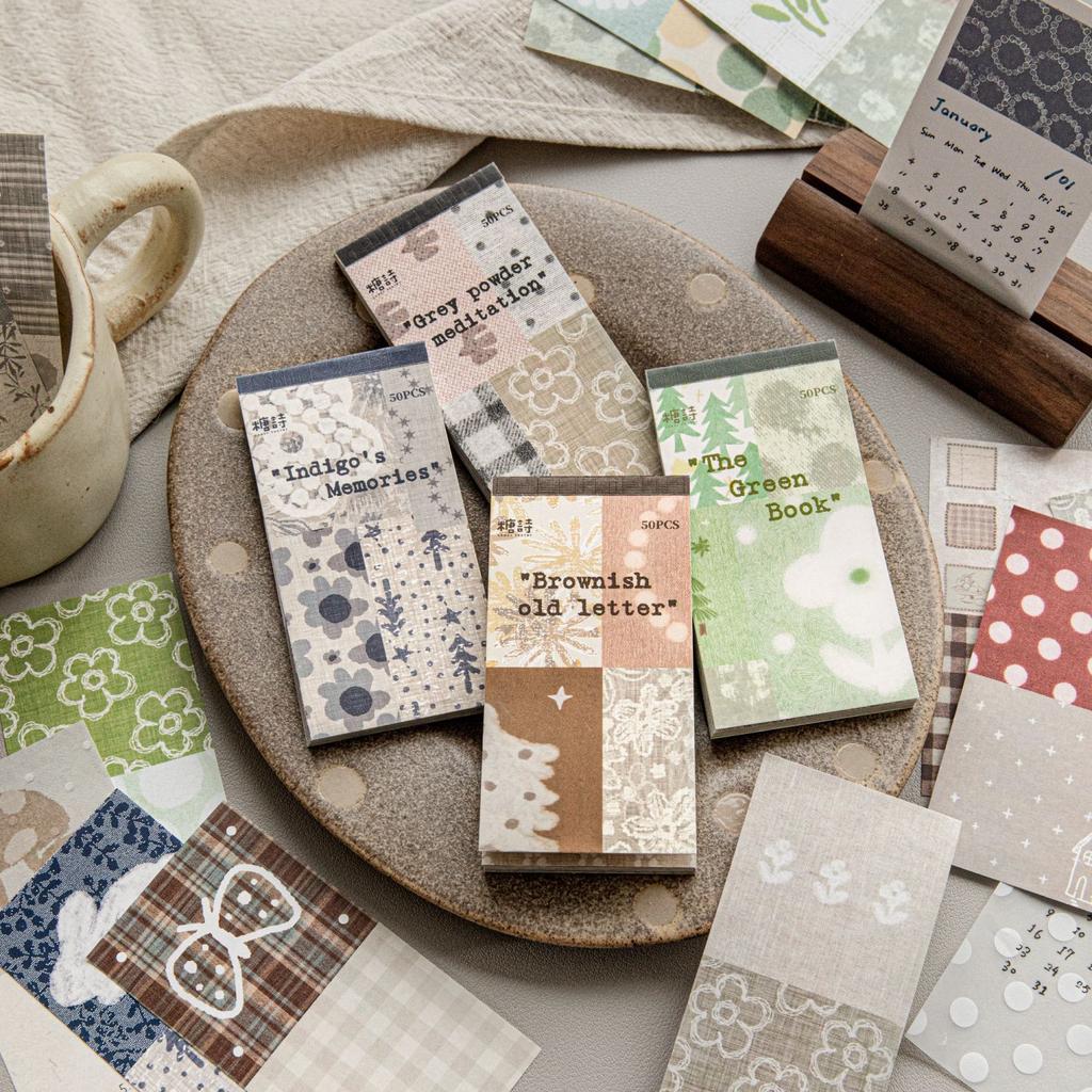 200pcs/lot Memo Pads Material Paper Faded Poem Junk Journal Scrapbooking Cards Retro Background Decoration Paper