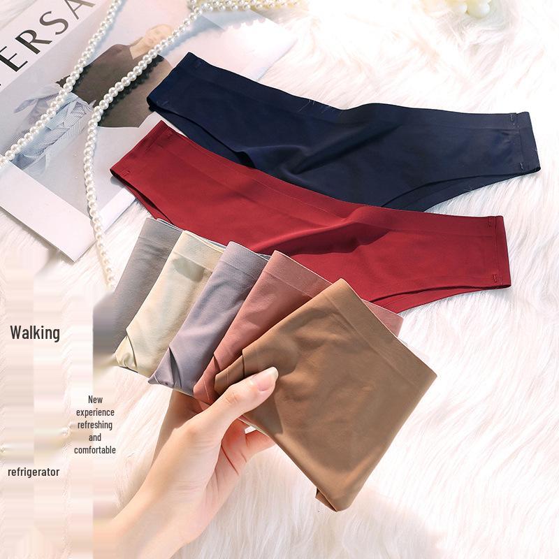 Ice Silk Seamless Mid-Waist Thong - Breathable & Comfortable Women's Panties