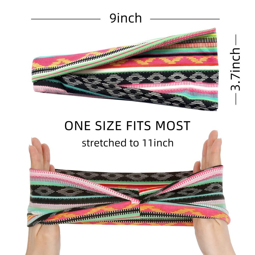 Boho Headbands for Women Fashion Headband Yoga Workout Head Bands Hair Accessories Non Slip Band Sport Headwrap Running Elastic Hairbands